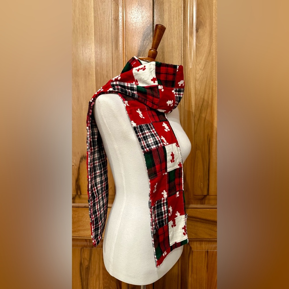 Disney Mickey Mouse Patchwork & Plaid Flannel Sca… - image 1